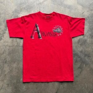Vintage 90s rare Arkansas razorbacks T shirt Size large